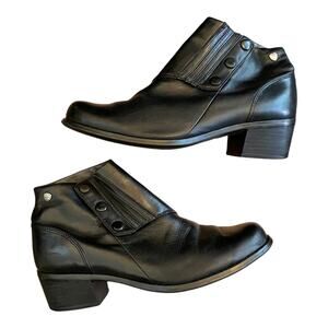 Ariat Side Spat II Black Leather Ankle Boots Booties 96305 Western 8B 3-Snap